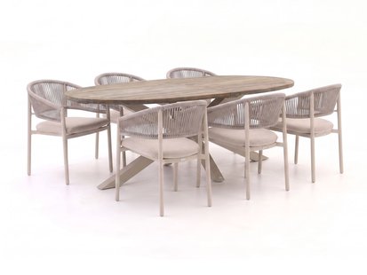 Bellagio Panaro/ROUGH-Y Ellips 240cm dining tuinset 7-delig stapelbaar - Laagste prijsgarantie!