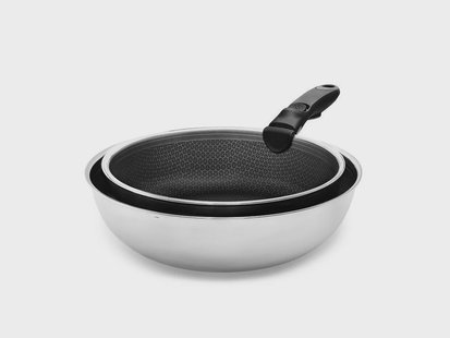 WOK+SAUTEERPAN SET MET AFNEEMBARE HANDGREEP – 2-DELEN