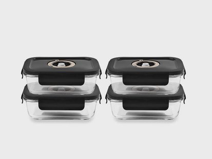 RECHTHOEKIGE VACUÜM GLAS CONTAINER - 630ML - SET - 4ST