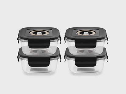 VIERKANTE VACUÜM GLAS CONTAINER - 525ML - SET - 4ST