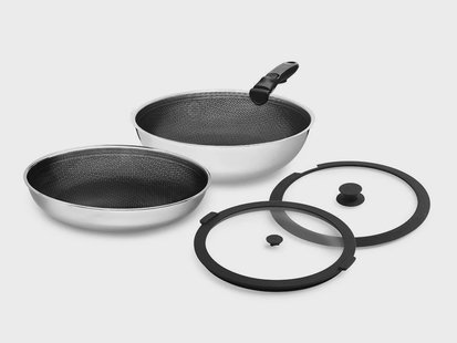 GEMENGDE KOEKENPAN MET AFNEEMBARE HANDGREEP – 2-DEELIGE WOKSET