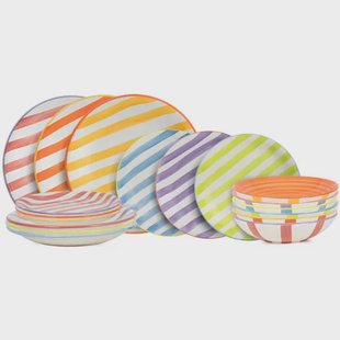 Cookinglife Serviesset Summer Vibes 18-delig / 6 personen - 6 dinerborden, 6 ontbijtborden en 6 diepe borden