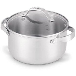 Beka Kookpan met glazen deksel - Cicla - RVS - ø 24 cm / 5.2 liter - geschikt voor alle warmtebronnen
