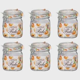 Bormioli Rocco Weckpot Fido - 10 x 10 cm / 750 ml - vierkant - 6 stuks
