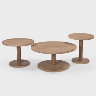 Giga Meubel Salontafel Nao - Rond - Mangohout - Set van 3