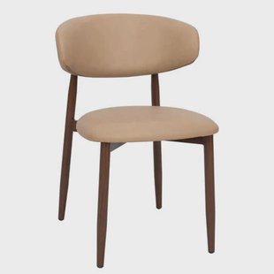 Giga Meubel Eetkamerstoel Alexia - Beige/Walnoot - PU Leer - Set van 2