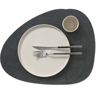 LIND DNA LIND DNA Placemats Hippo - Leer - Black Anthracite - Curved - 44 x 37 cm - 2 Stuks