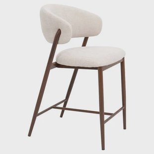 Giga Meubel Barstoel Skive - Beige/Walnoot - Zithoogte 67cm (set van 2)