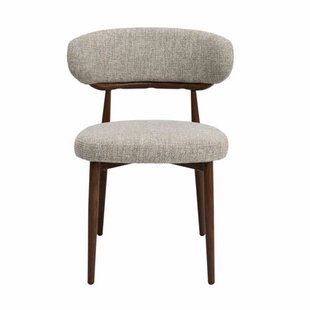Giga Meubel Eetkamerstoel Milan - Beige/Walnoot Stof - Set van 2