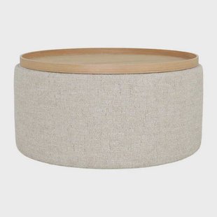 Giga Meubel Salontafel Zara - Rond Beige/Naturel - Incl. Opbergruimte - Ø80cm