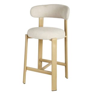 Giga Meubel Barstoel Märsta - Beige/Naturel Stof - Zithoogte 67cm - Set van 2