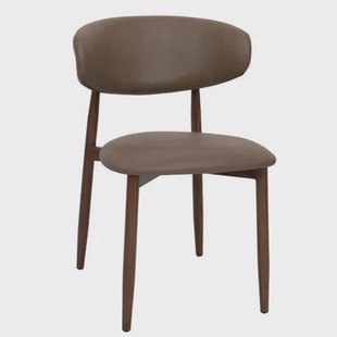 Giga Meubel Eetkamerstoel Alexia - Taupe/Walnoot - PU Leer - Set van 2