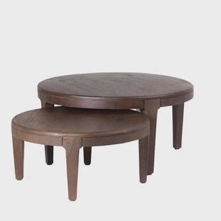 Giga Meubel Salontafel Mio - Rond - Acaciahout - Set van 2
