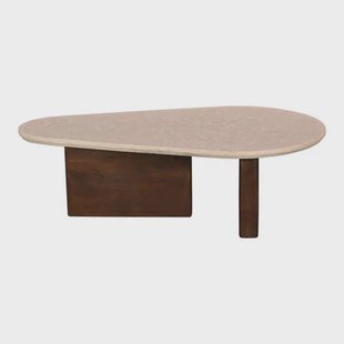 Giga Meubel Salontafel Ayla Organisch - Marmer/Hout - Donkerbruin - 120x70x38cm