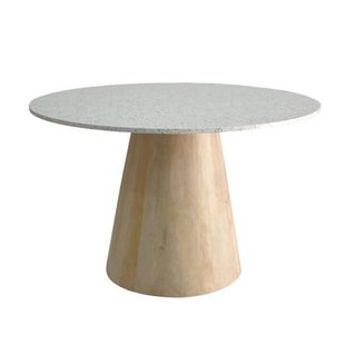 Giga Meubel Salontafel Sara Rond - Terrazzo/Hout - Naturel - 55x55x38cm
