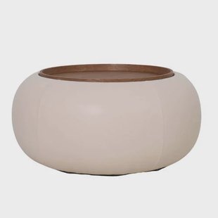 Giga Meubel Salontafel Draby - Rond Beige/Walnoot - Incl. Opbergruimte - 73cm
