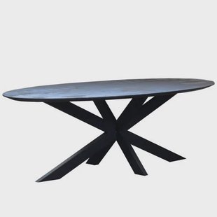 Giga Meubel Eettafel Diamond - Zwart Mangohout - 200x100x78cm