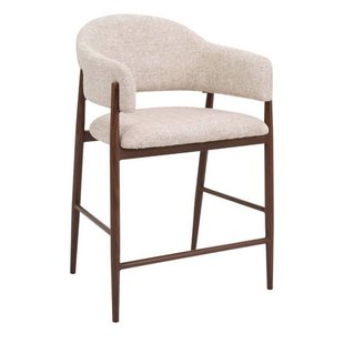 Giga Meubel Barstoel DÃ©nia - Beige/Walnoot Stof - Zithoogte 65cm (set van 2)