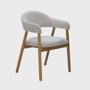 Giga Meubel Eetkamerstoel Noémi - Eikenhout/Polyester - Beige - Set van 2