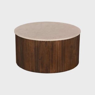 Giga Meubel Salontafel Davi - Rond - Donkerbruin - Marmer - Ø70cm