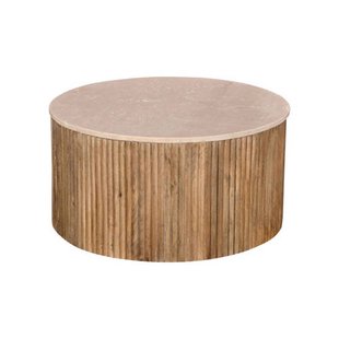 Giga Meubel Salontafel Davi - Rond - Naturel - Marmer - Ø70cm