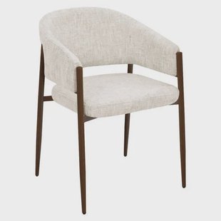Giga Meubel Eetkamerstoel Elvia - Beige/Walnoot Stof - Set van 2