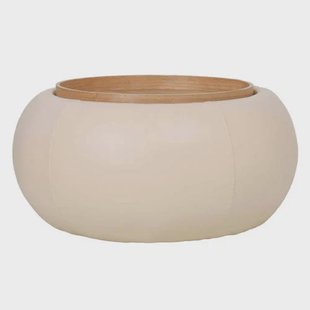 Giga Meubel Salontafel Draby - Rond Beige/Naturel - Incl. Opbergruimte - 73cm