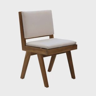 Giga Meubel Eetkamerstoel Lowen - Stof/Teakhout - Beige - Set van 2