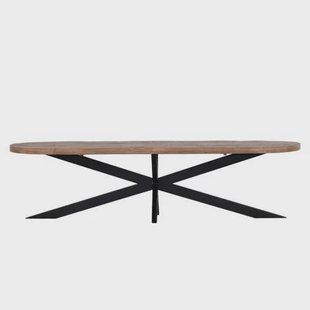 Giga Meubel Eettafel Barn - Naturel Mangohout Metaal - 300x100x78cm