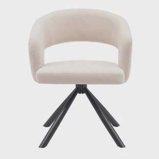Giga Meubel Eetkamerstoel Elle - Stof/Metaal - Beige - Set van 2