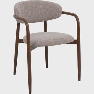 Giga Meubel Eetkamerstoel Alexia - Taupe/Walnoot - Armleuning - Set van 2