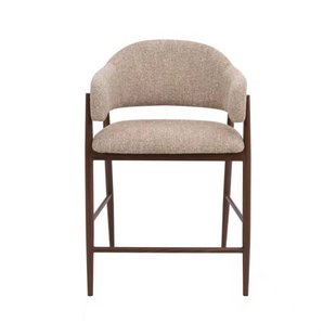 Giga Meubel Barstoel DÃ©nia - Taupe/Walnoot - Zithoogte 65cm (set van 2)