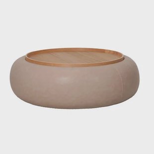 Giga Meubel Salontafel Draby - Taupe/Naturel - Met Opbergruimte - Ø102cm
