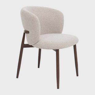 Giga Meubel Eetkamerstoel Varde - Stof - Beige/Walnoot - Set van 2