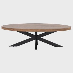 Giga Meubel Salontafel Mansour - Ovaal Bruin Hout - 130x70x40cm