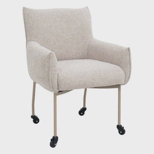 Giga Meubel Eetkamerstoel Arboga - Taupe/Beige - Incl. Wielen - Set van 2