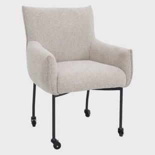 Giga Meubel Eetkamerstoel Arboga - Taupe/Zwart - Incl. Wielen - Set van 2