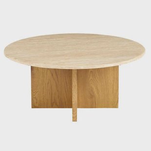 Giga Meubel Salontafel Faria - Lichtbruin Marmer - Ø80x35cm