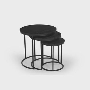 Giga Meubel Salontafel Kila - Rond - Mangohout - Set van 3