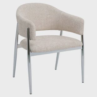 Giga Meubel Eetkamerstoel Dénia - Beige/Chrome Stof - Set van 2