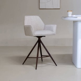 Giga Meubel Barstoel Noa Draaibaar - Beige/Walnoot - Set van 2