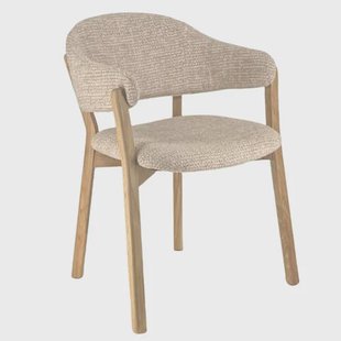 Giga Meubel Eetkamerstoel Uppsala - Taupe/Naturel Stof - Set van 2