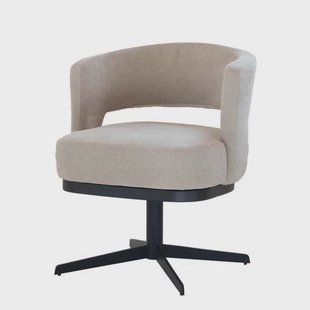 Giga Meubel Eetkamerstoel Louis - Stof/Metaal - Taupe - Set van 2