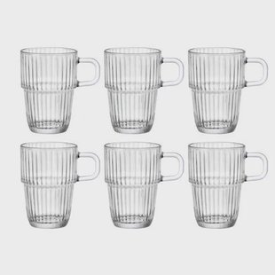 Bormioli Rocco Latte Macchiato Glazen - Irish Coffee Glazen - Koffiekopjes met oor - Stapelbaar - Barshine 315 ml - 6 Stuks