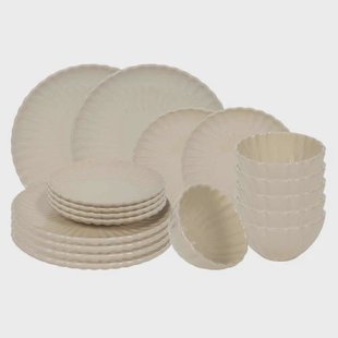 Cookinglife Serviesset Cardida Beige 18-delig / 6 personen - 6 dinerborden, 6 ontbijtborden en 6 kommen