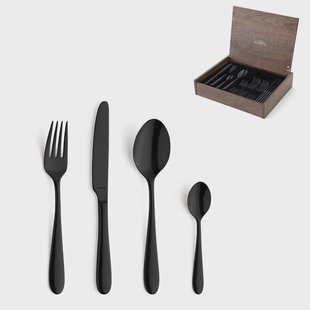 Amefa - Oxford 24-delige Bestekset 6 Personen PVD Hoogglans Zwart - in luxe kist