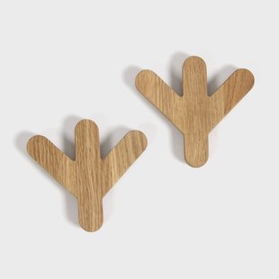 Set van 2 wandhaken Emil eikenhout | Furniteam
