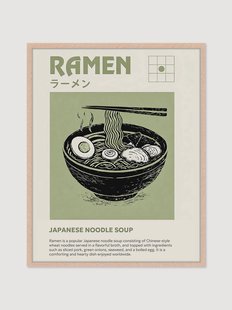 Ingelijste digitale print Ramen, handgemaakt