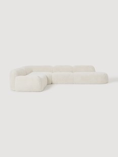 XL modulaire teddy-hoekbank Wolke (4-zits) met chaise longue aan het uiteinde