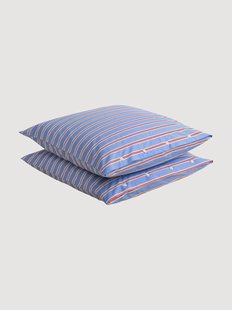 Katoenen perkal kussenslopen Striped Blue, 2-delig